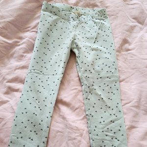 H&M Girls Mint Leggings with Heart Prints Size 4/5